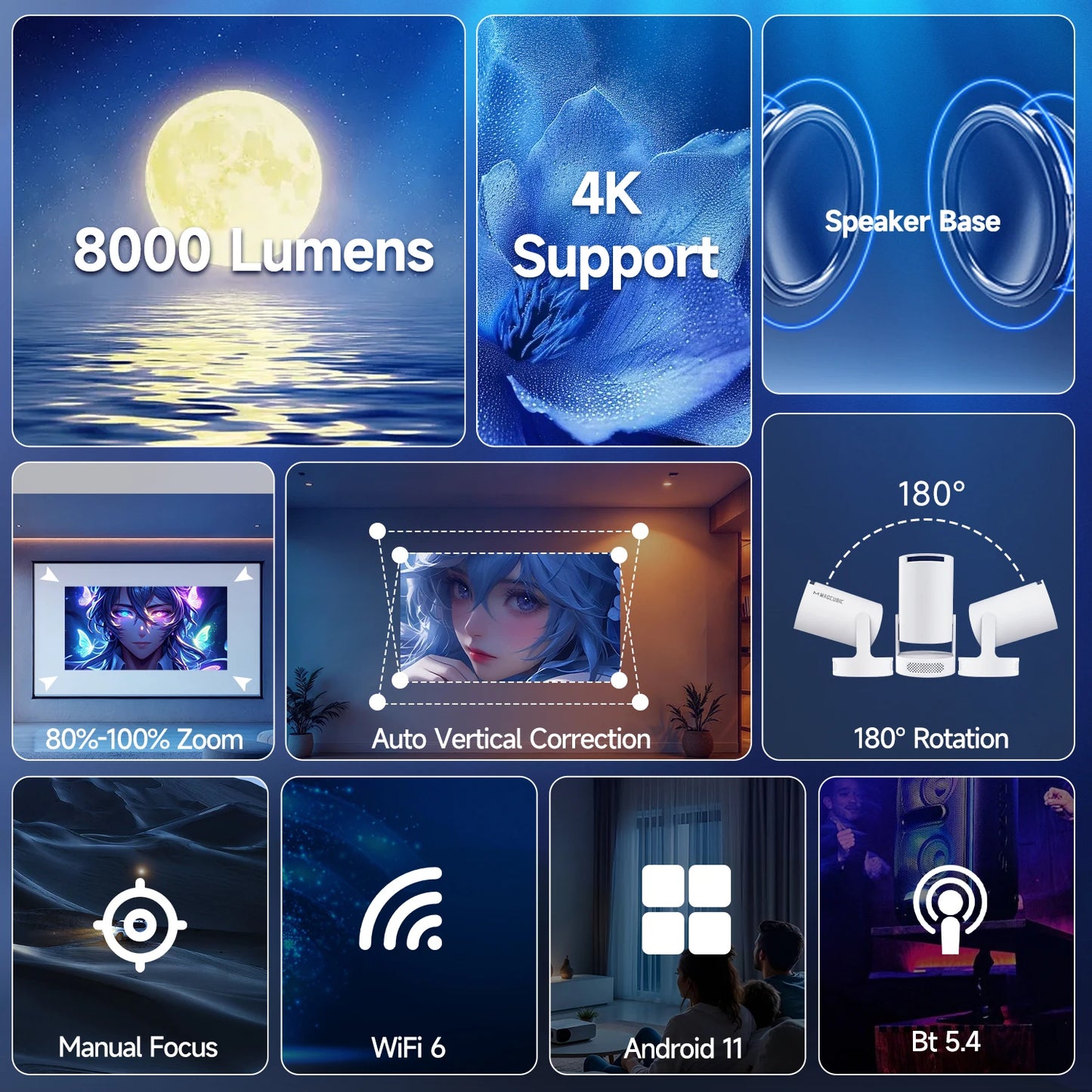 MAGCUBIC HY300 PRO+ – 4K Android 11 Projector for Home & Outdoor Cinema by LUNAVIA