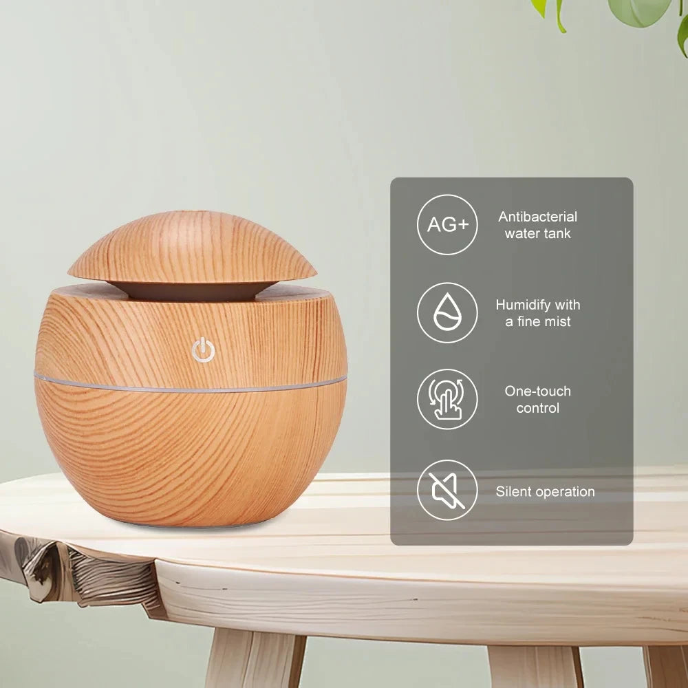 Lunavia 200ml Wood Grain Aroma Diffuser – Ultrasonic Cool Mist Humidifier 200ml