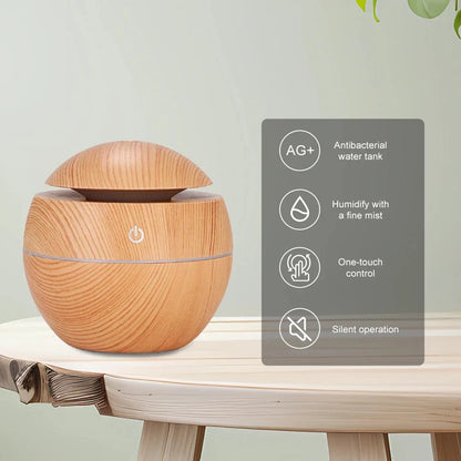 Lunavia 200ml Wood Grain Aroma Diffuser – Ultrasonic Cool Mist Humidifier 200ml