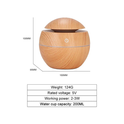 Lunavia 200ml Wood Grain Aroma Diffuser – Ultrasonic Cool Mist Humidifier 200ml
