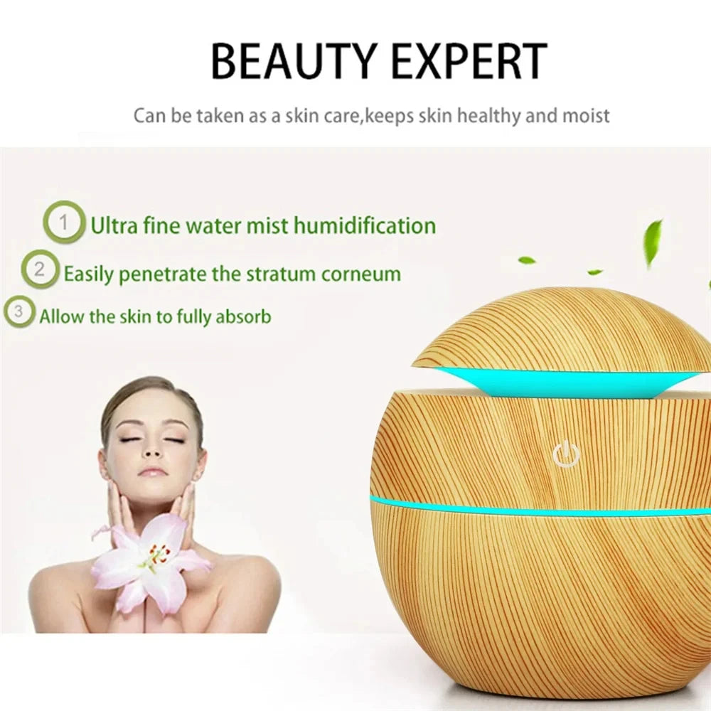 Lunavia 200ml Wood Grain Aroma Diffuser – Ultrasonic Cool Mist Humidifier 200ml