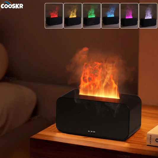 ✨ Lunavia Mini Aroma Diffuser & Cool Mist Humidifier — Ultrasonic LED Flame Lamp for Relaxation & Wellness