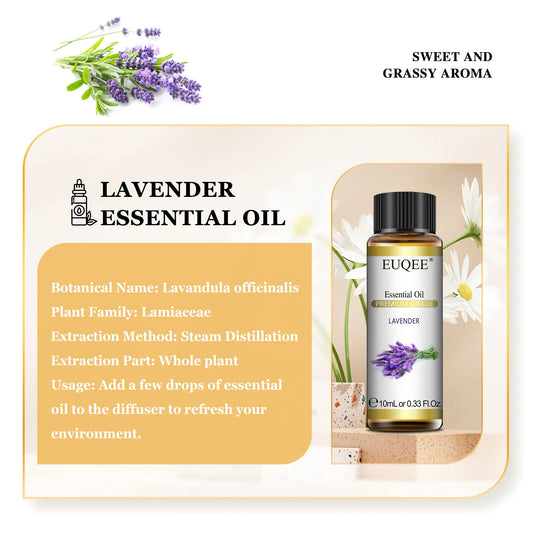 Lunavia | EUQEE 10ml Pure Essential Oil – Natural Aromatherapy for Diffuser, DIY & Relaxation